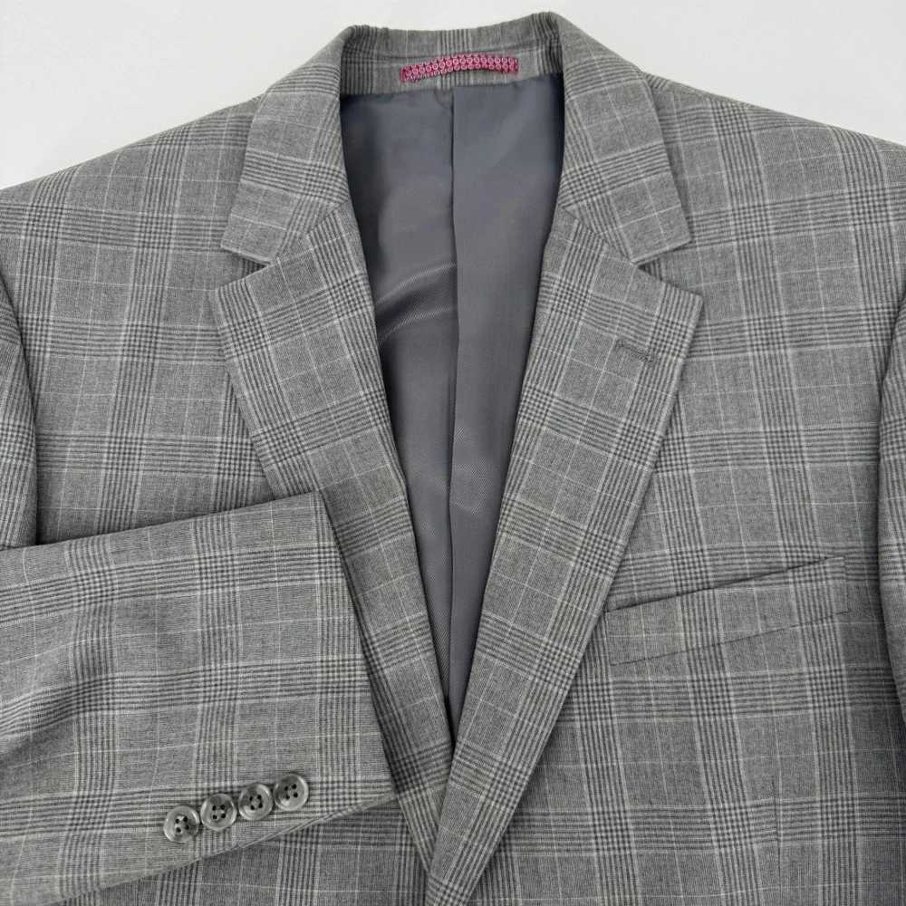 Steve Harvey Grey Glen Plaid 3-Piece Suit Mens 40R Jacket 34W Pants Vest